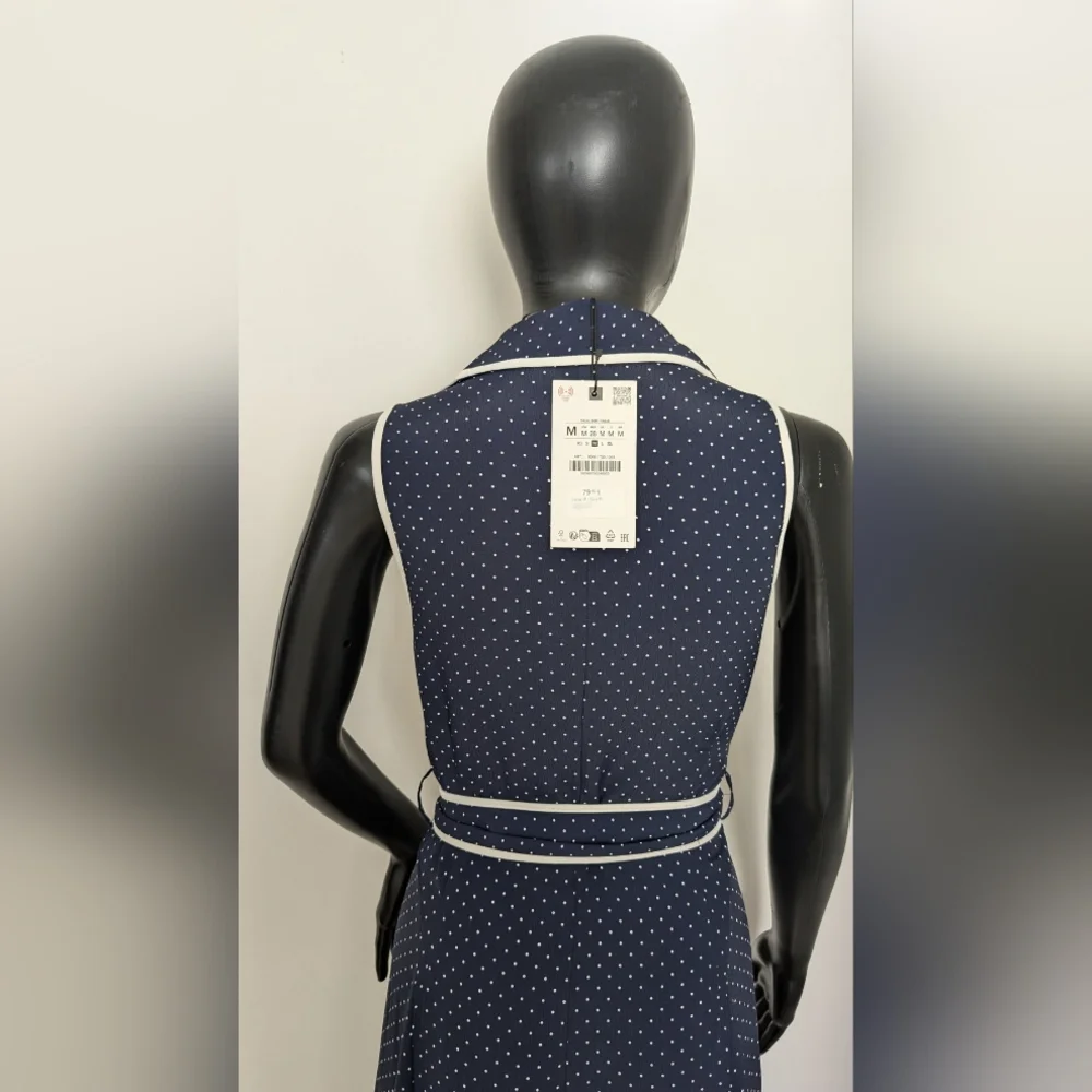 SOLD ZARA - Navy Polka Dot Maxi Dress - Picture 5 of 5